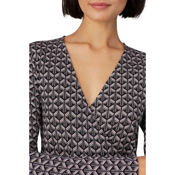 Diane von Furstenberg Womens Karis Silk Faux Wrap Dress Gray Geo Print size 2 - Picture 3 of 14
